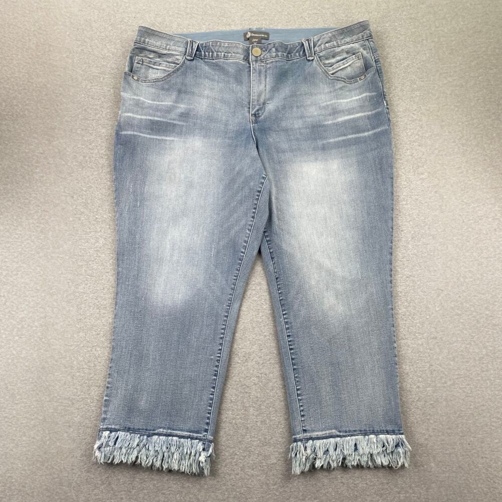 Democracy AbSolution Jeans Plus Size 24W Blue Skinny Double Layer Chew Fray Hem